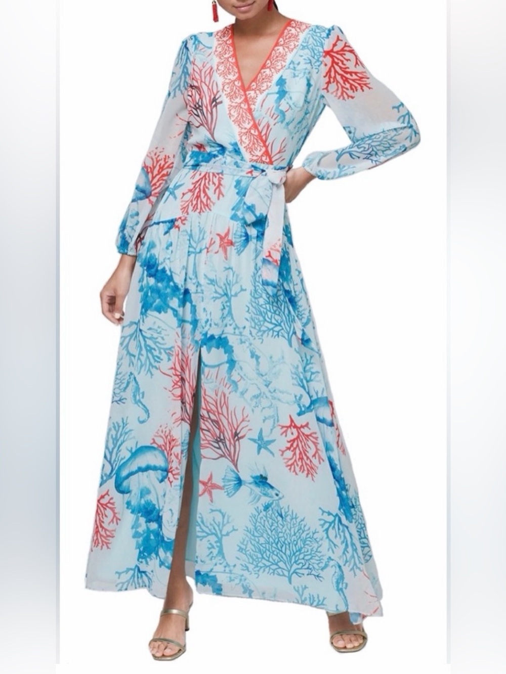 NWT White House Black Market Coral Reef Maxi Dress